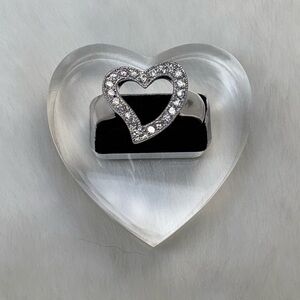 925 Sterling Silver Open Heart Clear CZ Ring